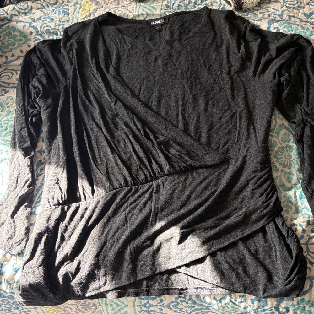 Express Charcoal Wrap Top